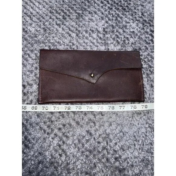 Brown Nobuck Leather Envelope Fold over Wallet Bag - Picture 9 of 10